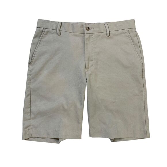 Greg Norman Shorts Mens 32 Khaki Performance Golf Flat Front Chino Slash Pockets - Picture 1 of 11
